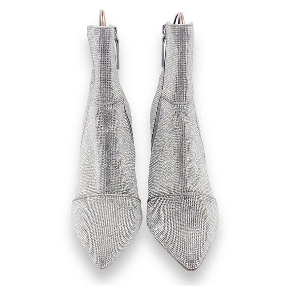 Steve Madden Noticed Rhinestone Boots Pointed Toe Block Heel Bling Boot Size 9.5 - Picture 10 of 16